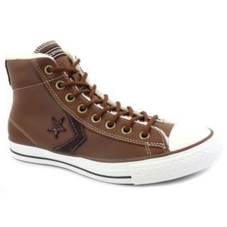  EV Mid Shearling 127747C Mens Leather Laced Trainers Coffee