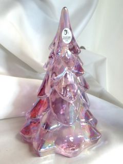 Fenton Art Glass Madras Pink Iridized Stylized Christmas Tree