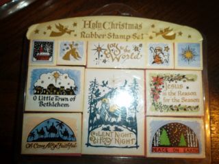 Personal Stamp Exchange Holy Christmas Collectible Rubber Stamp Set of