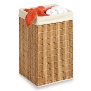 Square Wicker Bamboo Laundry Hamper with Liner from Brookstone