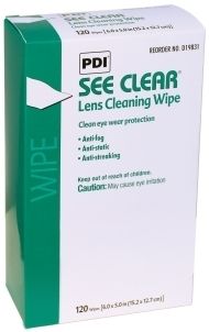 PDI See Clear Eyeglass Cleaning Wipes Anti fog Anti Static Box of 120