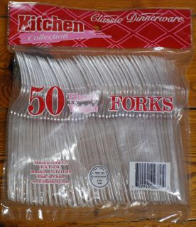 Kitchen Collection Clear Plastic Forks Heavy Weight Pkg of 50 Kosher