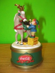 New 1994 Coca Cola Coke Music Box Collection Santas Refreshment