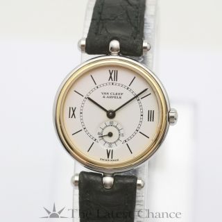 Womens Van Cleef Arpels 18K Gold Bezel Wristwatch Great Condition