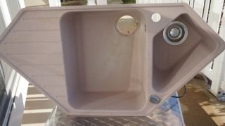  Composit Granite Double Basin Kitchen Sink Faucet inGobi
