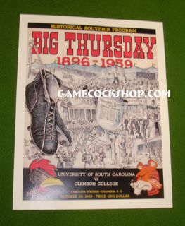1959 Big Thursday USC Gamecocks V Clemson Tigers Must L K