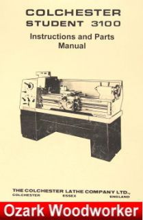 Clausing Colchester Student 3100 Lathe Parts Manual