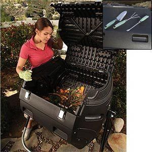 Lifetime 80 Gallon Tumbler Composter ★ Bonus 3 PC Hand Tool Set