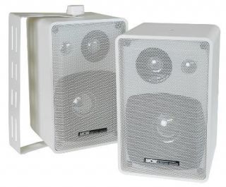  Indoor Speakers Pair White w Wall Mounts Home Audio Commercial