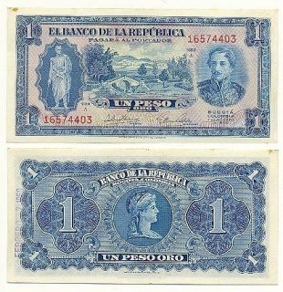 COLOMBIA NOTE $1 1953 XF+
