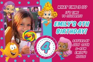  Guppies Birthday Party Invitations Any Color Scheme UPRINT