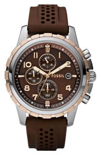 Fossil Notched Bezel Silicone Strap Chronograph Watch