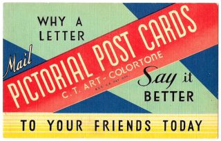 ART COLORTONE Advertising Linen Postcard 1940s