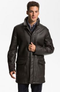 Canali Shearling Lined Leather Coat