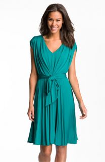 Suzi Chin for Maggy Boutique Pleated V Neck Jersey Dress