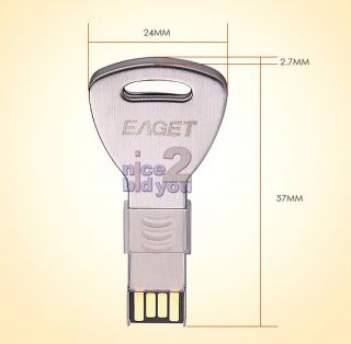 New Eaget K3 16GB Key Shape Metal USB Flash Drive Memory Pen Stick