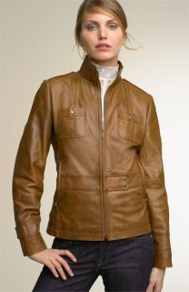 Kenneth Cole Reaction Zip Front Leather Jacket