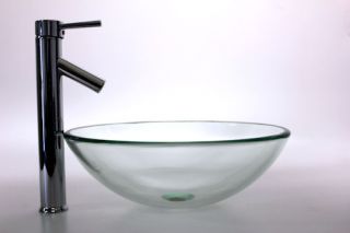  Bathroom Glass Vessel Sink Chrome Finish Faucet 606 Drain Combo