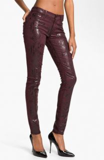 7 For All Mankind® The Skinny Print Stretch Jeans (Burgundy Snake)