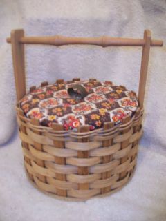 Unique Collectible ROUND Wicker Wood Sewing Basket with Removable tray