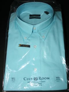 CLUB ROOM Easy Care Button Down Dress Shirt AQUAMARINE 18 34 35 XXL