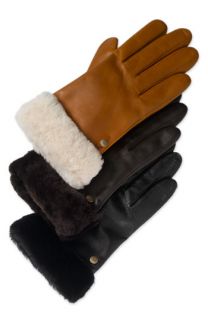 UGG® Australia Cashmere Lined Leather Gloves with Shearling Cuffs
