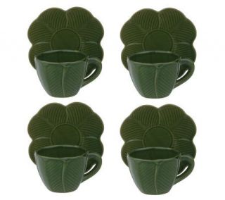 Blarney Ceramics 4 Leaf Clover Set of 4 Cups and Saucers —