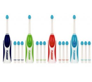   Quad Set of 4 BatteryOperated Toothbrushes w/12 BrushHeads —