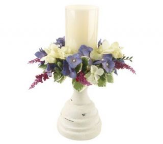 BethlehemLights 12 Flameless Pillar Candle with FloralRing with Timer 