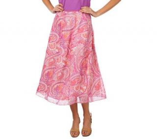 Liz Claiborne New York Crinkle Chiffon Paisley Print Skirt —