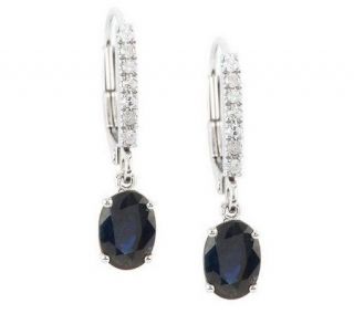 40 ct tw Kanchanaburi Blue Sapphire & 1/10cttwDiamond Earrings, 14K 
