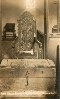 Combe Martin Unused RP of ALMS Box Bishops Chair in The Parish Church