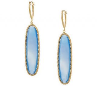 VicenzaGold Large Elongated Chalcedony Dangle Earrings 14K Gold 