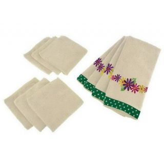 Don Aslett 10 pc Floral Microfiber Kitchen Towel & Cloth Set   M111612