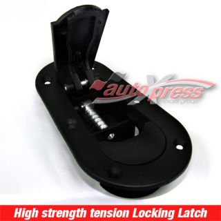 Black Racing Motor Flush Mount Hood Bonnet Pin Lock Kit Top Surface