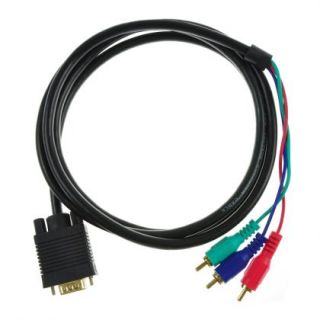  SVGA Male to 3xRCA M Y Pr Pb COMPONENT CABLE HDTV TV RGB display 1