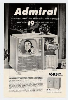 1950 Admiral 19 inch TV Radio Phono Combination Ad