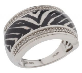 AffinityDiamond 1/7 ct tw Sterling Zebra Print Band Ring —