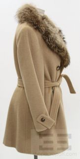  Young Dimensions Tan Wool Fox Fur Collar Coat