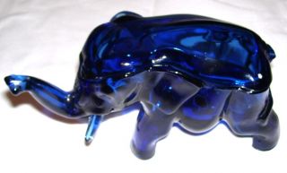 Cobalt Blue Elephant Tiara Covered Tobacco Jar or Glass Candy Dish