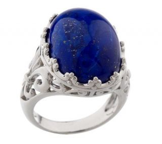 Sterling Lapis Crown Design Ring —