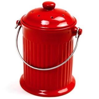 Norpro 93R Ceramic Compost Keeper Kitchen Composter Red