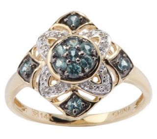 35 ct tw Alexandrite & Diamond Accent Cluster Design Ring, 14K