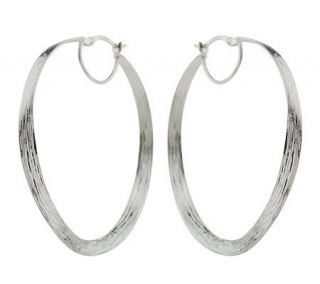 UltraFine Silver 2 Wavy Textured and Polished Hoop Earrings