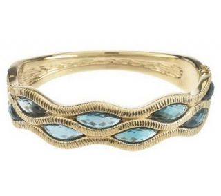 Average Marquise Gemstone Textured Bangle Bracelet, 14K —
