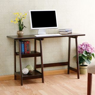 Espresso Computer Desk Wood Home Office Furniture New