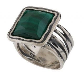 Or Paz Sterling Square Faceted Gemstone Ring —