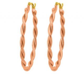 Polished Twisted Hoop Earrings, 14K Rose Gold —