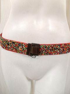 cocobelle womens multi color beaded belt o s $ 72 new