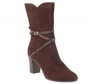Isaac Mizrahi Live Mid Calf Boots with Strap Detail   A219322